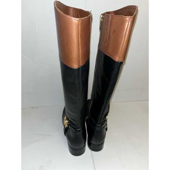 Michael Kors Women's Black Leather Riding Boots Size 8 Knee High Casual - Picture 2 of 3